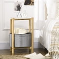 thumbnail image 2 of HOMCOM Table d'Appoint avec Plateau Amovible Panier en Tissu Table de Bout Bambou, 2 of 10