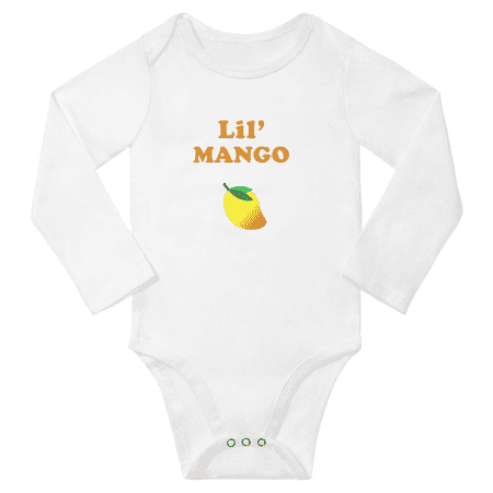 

Cute Baby Long Bodysuit Lil Mango Fruit Funny Baby Long Rompers (White 12-18 Months)