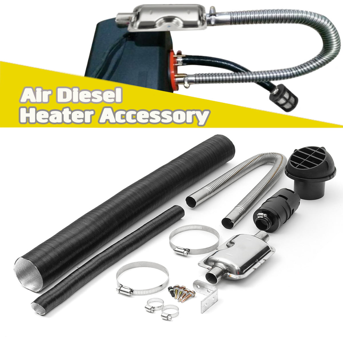 Stainless Steel Pipe Silencer Heater Kit Car Heater Accessories for Parking Air Heaters Tavot 120cm Exhaust Muffler Silencer 