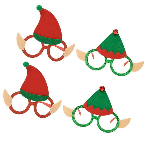 CRILSTYLEO 4Pcs Christmas Glasses Assorted Eyewear Decorative Elf Festival Eyeglasses