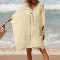 thumbnail image 4 of Cavosen Bathing Suit Cover up for Women Long Hollow Out Dress Bikinis Swimwear Kimono Short Sleeve V-Neck Sheer Flowy Breathable Sun Protection Long Cover Ups Plain Swimsuit Kaftan, 4 of 6