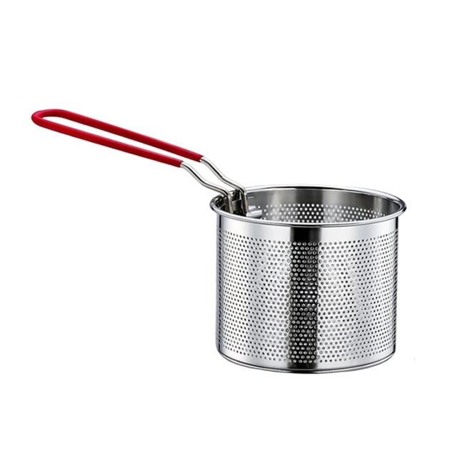Colador de fideos, cesta para freír de acero inoxidable, cesta multiusos para freidora, colador de pasta para cocina, escurridor de aros de cebolla 12 centímetros