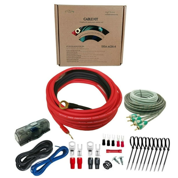 Kit de cableado de amplificador AgClover 4 GA 3000 W Instalación completa