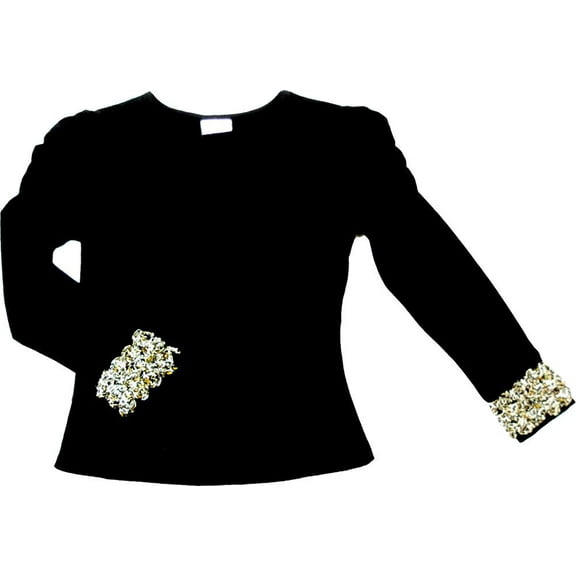 Wenchoice Girl'S Black Leopard Flower Long Sleeve Shirt  S(1T-2T)