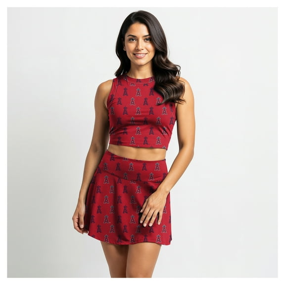 Women's-Concepts Sport Red Los Angeles Angels Knit Tank Top & Skort Set