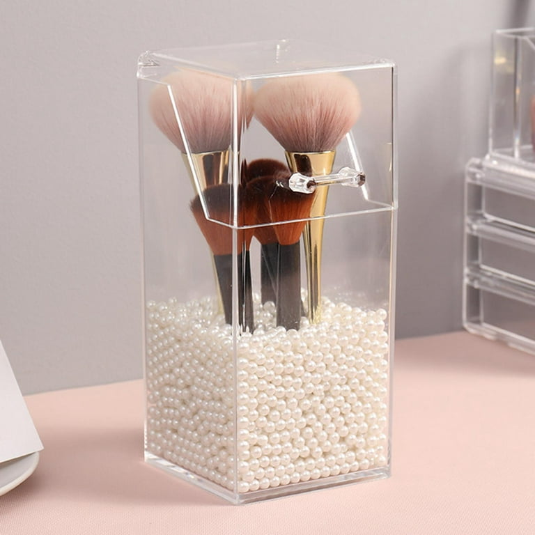 1pc Cosmetic Brush Storage Bucket, Dustproof Acrylic Organizer Box