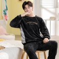 thumbnail image 4 of Conjunto de pijama de franela de manga larga para hombre, ropa de dormir de terciopelo Coral, holgada, coreana, invierno, 2022, 4 of 4