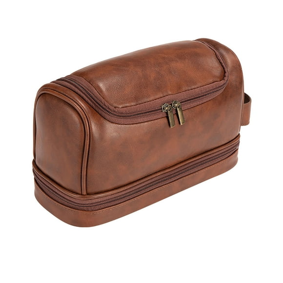 Pompotops Men's Husband Boyfriend Dad Personalized Cosmetic Bag Large Capacity Leather Travel Kit Unique Birthday Gift Clearance