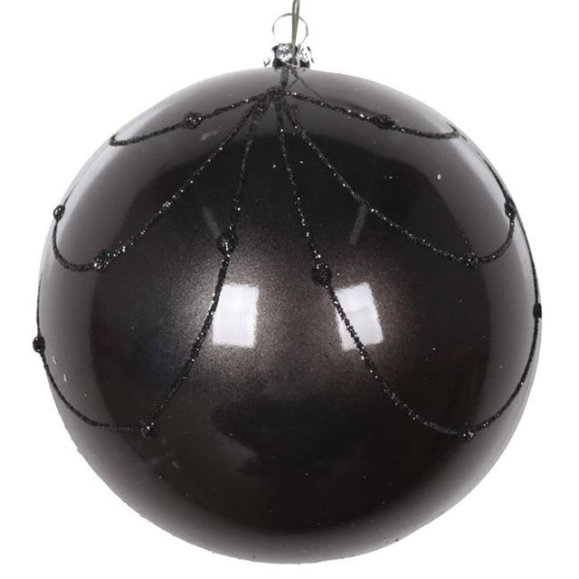 Vickerman MT194617D Rideau Ornemental Pailleté Bonbon Noir 4.75 Po - 4 par Sac