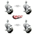 thumbnail image 2 of 3.5 Inch Phenolic Wheel Swivel 12mm Threaded Stem Caster Set with Brake SCC, 2 of 2