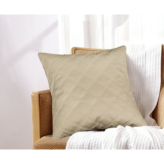 Emerson Velvet Embossed Throw Pillow 18x18 Tan