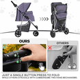 thumbnail image 5 of MoNiBloom 3 Wheel Folding Pet Dog Stroller, Foldable Lightweight Trolley with Storage Basket, Cup Holder and 360° Rotating Front Wheel for Small Medium Dogs, Plaid, 5 of 15