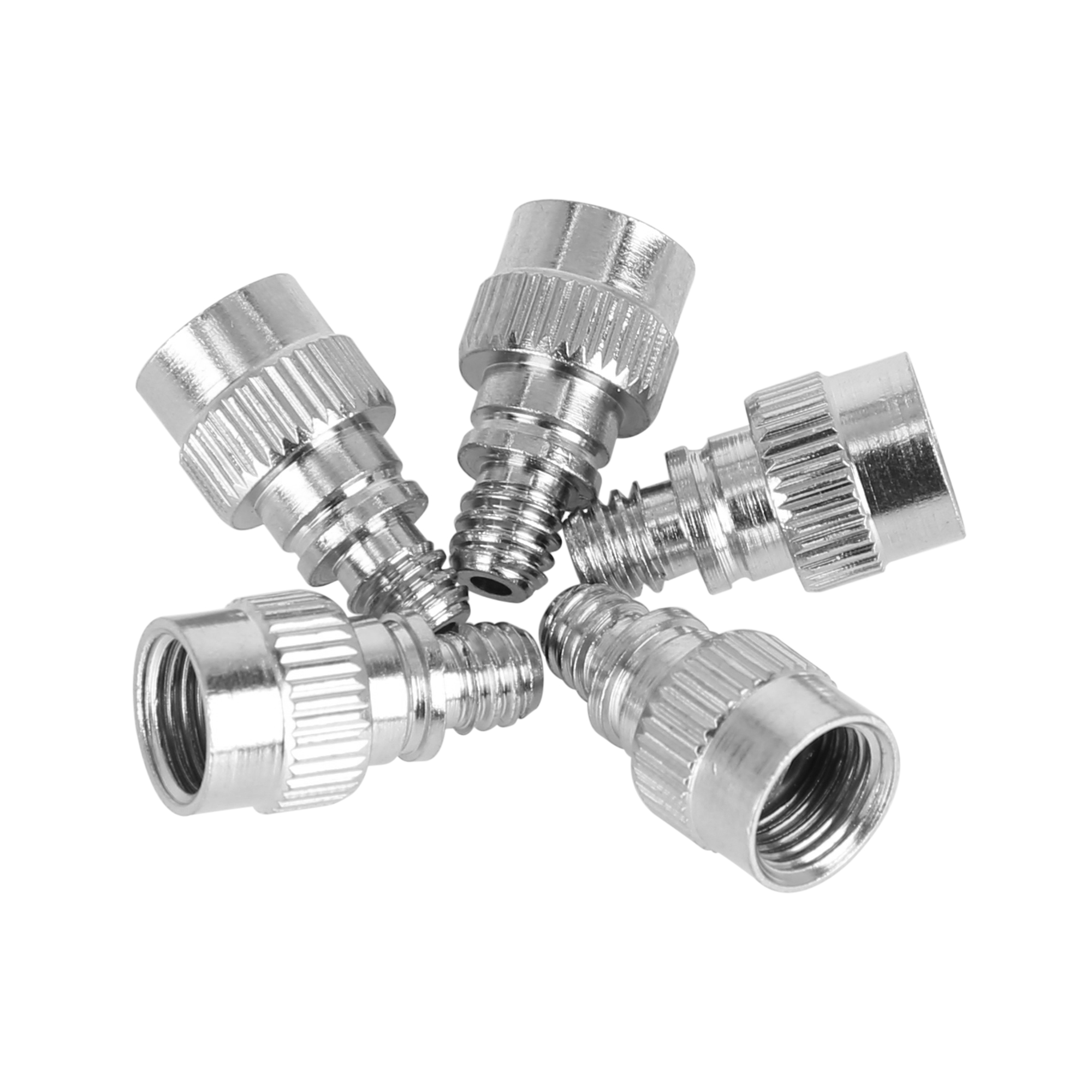 5pcs French to American Air Pump Tube Valve Converter Adapter Silver