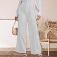 thumbnail image 4 of Favoffer Women's High Waist Suit Pants Solid Color Elastic Waist Straight Wide Leg Pocket Casual Work Trousers Business Office Bottom for Commute Travel, 4 of 8