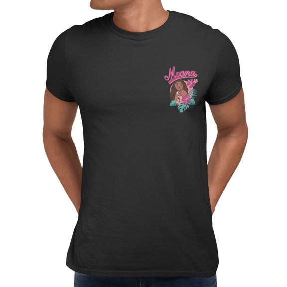 Disney Moana 2 With Floral Frame Men's T Shirt (Black, S-XXXL)