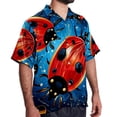 thumbnail image 2 of Seven Starred Ladybird Men's Short Sleeve Printed Button Down Beach, Casual, Poplin Shirts for Summer Vacation, 2 of 6