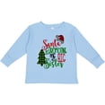 thumbnail image 3 of Inktastic Santa is Promoting Me to Big Sister Green Plaid Tree Girls Long Sleeve Toddler T-Shirt, 3 of 5