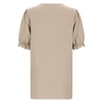 thumbnail image 3 of CAIVO Women Summer Short Sleeve Shirt Fashion Hollow Out Blouse With Pocket V-Neck Casual Leisure Solid Color Back To School Tops, 3 of 4