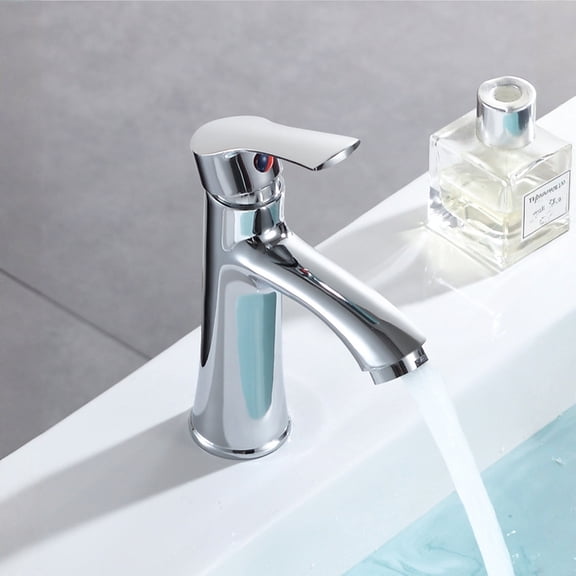 Clearance! Single Handle Bathroom Sink Faucet, Faucet in Chrome finish, Supports Cold Water or Hot, 1 Pcs