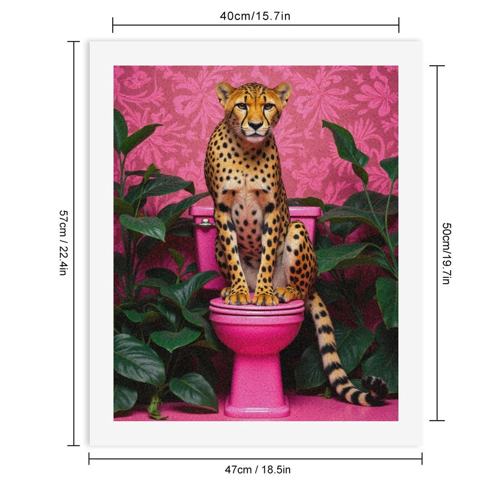 Paint By Numbers Kit for Adults Beginner - DIY Pink Jungle Bathroom Majesty Canvas Painting Kits for Adults, Frameless Paint By Number for Adults for Home Wall Decor 16x20 Inch