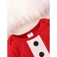 thumbnail image 5 of Newborn Baby My First Christmas Outfit Boy Girl 3 6 12 18 Months Santa Claus Long Sleeve Jumpsuit Romper with Hat 2Pcs Clothes Set, 5 of 7