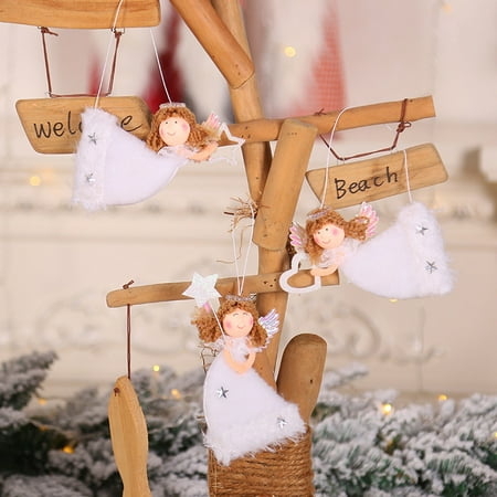 Siaonvr Christmas Cute Love Plush Flying Angel Pendant Christmas Tree Decoration