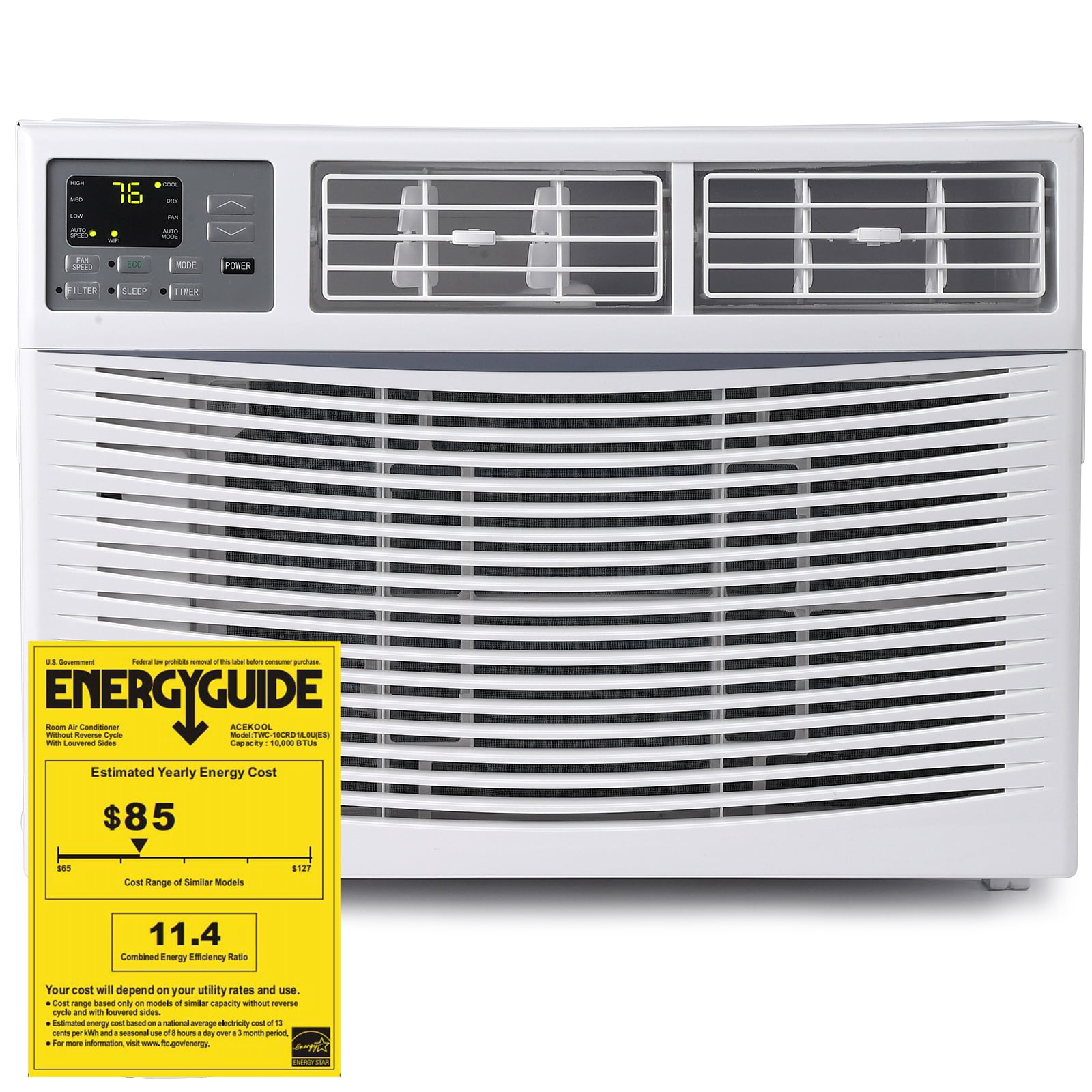 WhizMax 115V WindowMounted Air Conditioner 10,000 BTU with Remote/APP