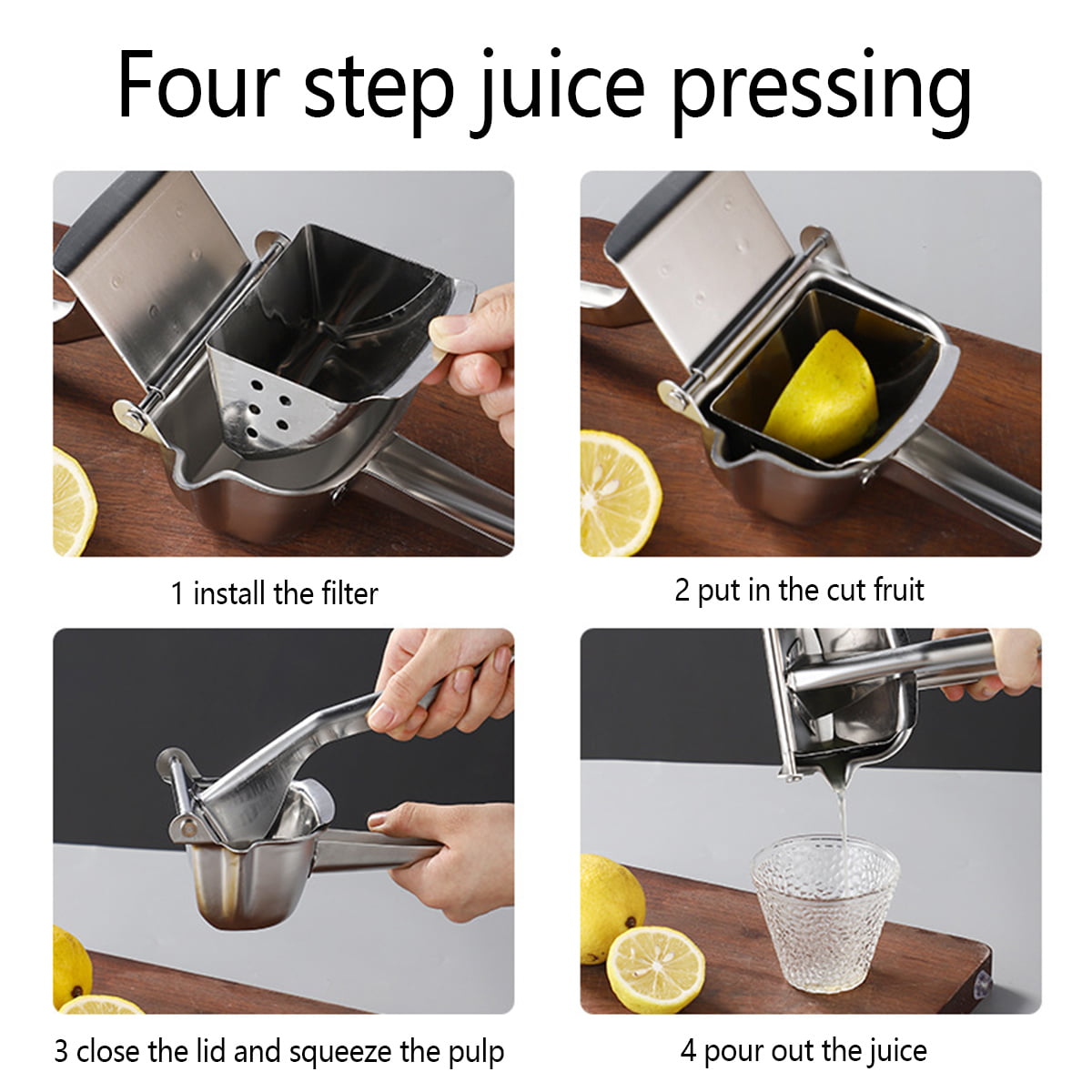 Manual Lemon Squeezer Fruit Juicer Press Stainless Steel Handy
