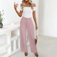 thumbnail image 6 of Inglocry Wide Leg Dress Pants for Women High Waisted Office Work Trousers Business Casual Slacks Button Flowy Palazzo Pant Pink S, 6 of 9