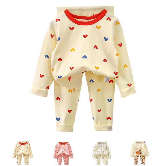 Swuxness Toddler Casual 2 Piece Suits Comfortable Crew Neck Long Sleeve T-Shirts Long Pants Outfits