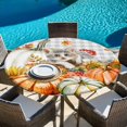 thumbnail image 6 of Orange Pumpkins Thanksgiving Round Tablecloth, Fitted Table Cover with Elastic for 45"-54" Round Tables, Fall Cat Gray Plaid Farmhouse Table Cloth Outdoor Indoor Dinning Party Waterproof Tablecloths, 6 of 7