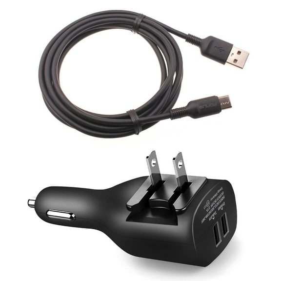 2-in-1 Car Home Charger for Galaxy XCover/Xcover6 Pro - 6ft Long USB-C Cable TYPE-C Cord Travel Power Adapter Charging Wire Folding Prongs for Samsung Galaxy XCover/Xcover6 Pro