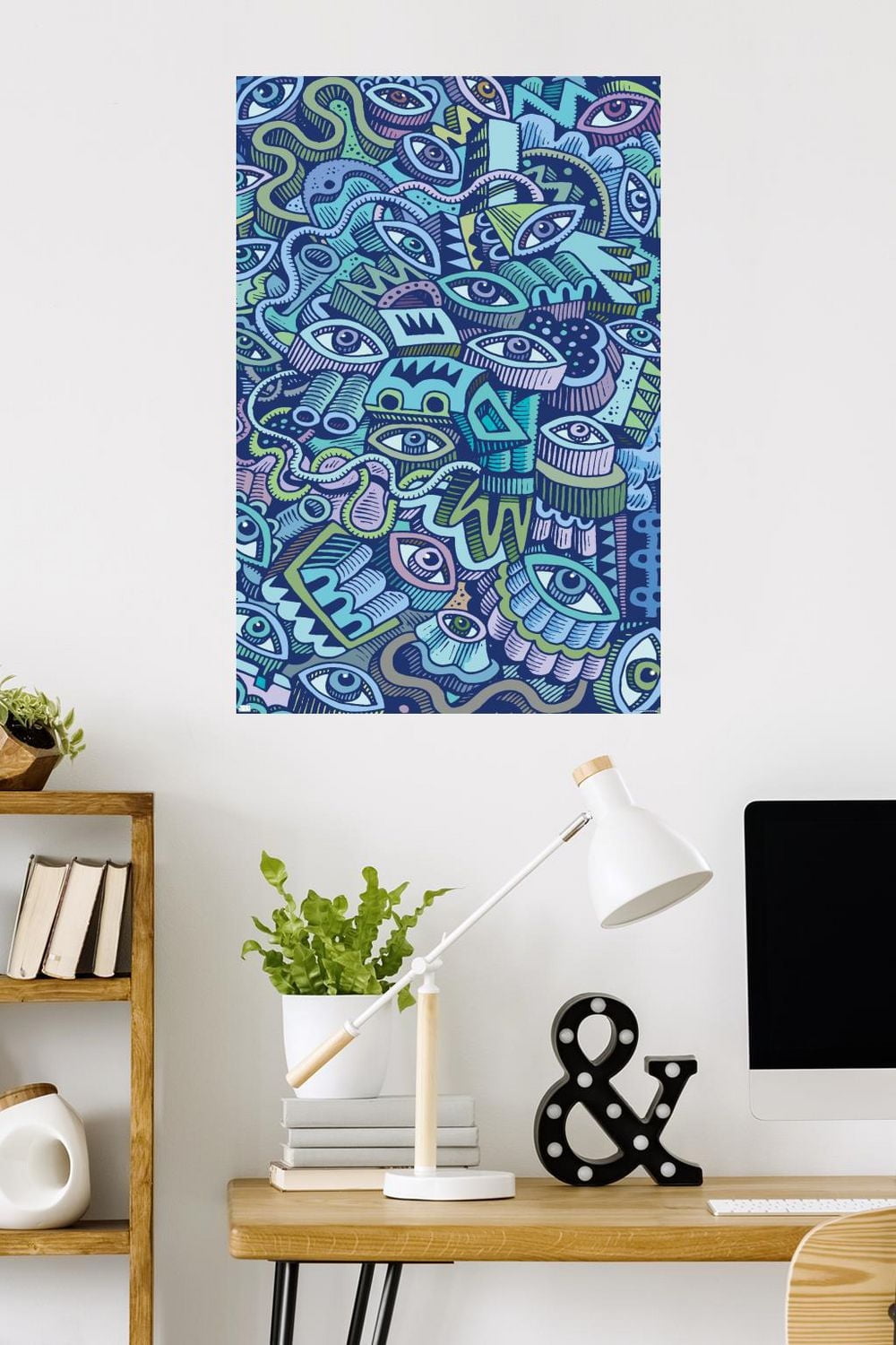 Big Blue Doodle Wall Poster, 22.375" x 34"