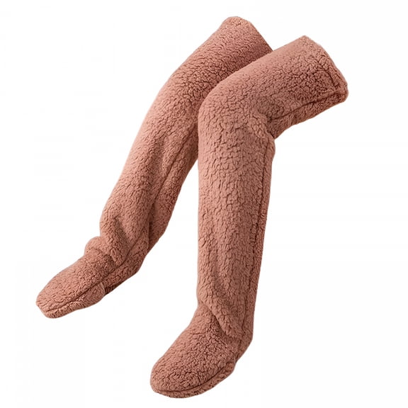 TELOLY Thermal Stockings for Women Women'S Warm Over Knee Fuzzy Socks Thickened Leg Protection Long-Lasting Comfort Plush Slipper Footless Thermal Socks