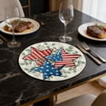 thumbnail image 6 of Aoznliie 4th of July Round Placemats, 14x14 Inch Washable Heat Resistant Table Mat with Red White Blue Star Design, Independence Day Placemat for Dining Table Kitchen, 6 of 6