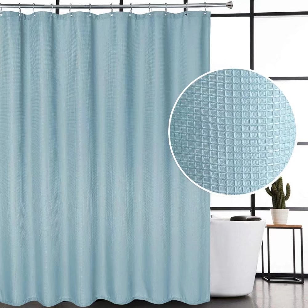 GlowSol Extra Long Shower Curtain 96 inch Long Waffle Woven Polyester