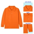 thumbnail image 2 of CINVREST Boys Girls School Uniform Polo-Collar Long Sleeve Button Tees Back To School Comfy Soft Casual Polos Shirt 2-15Y (12 Years, Orange), 2 of 4