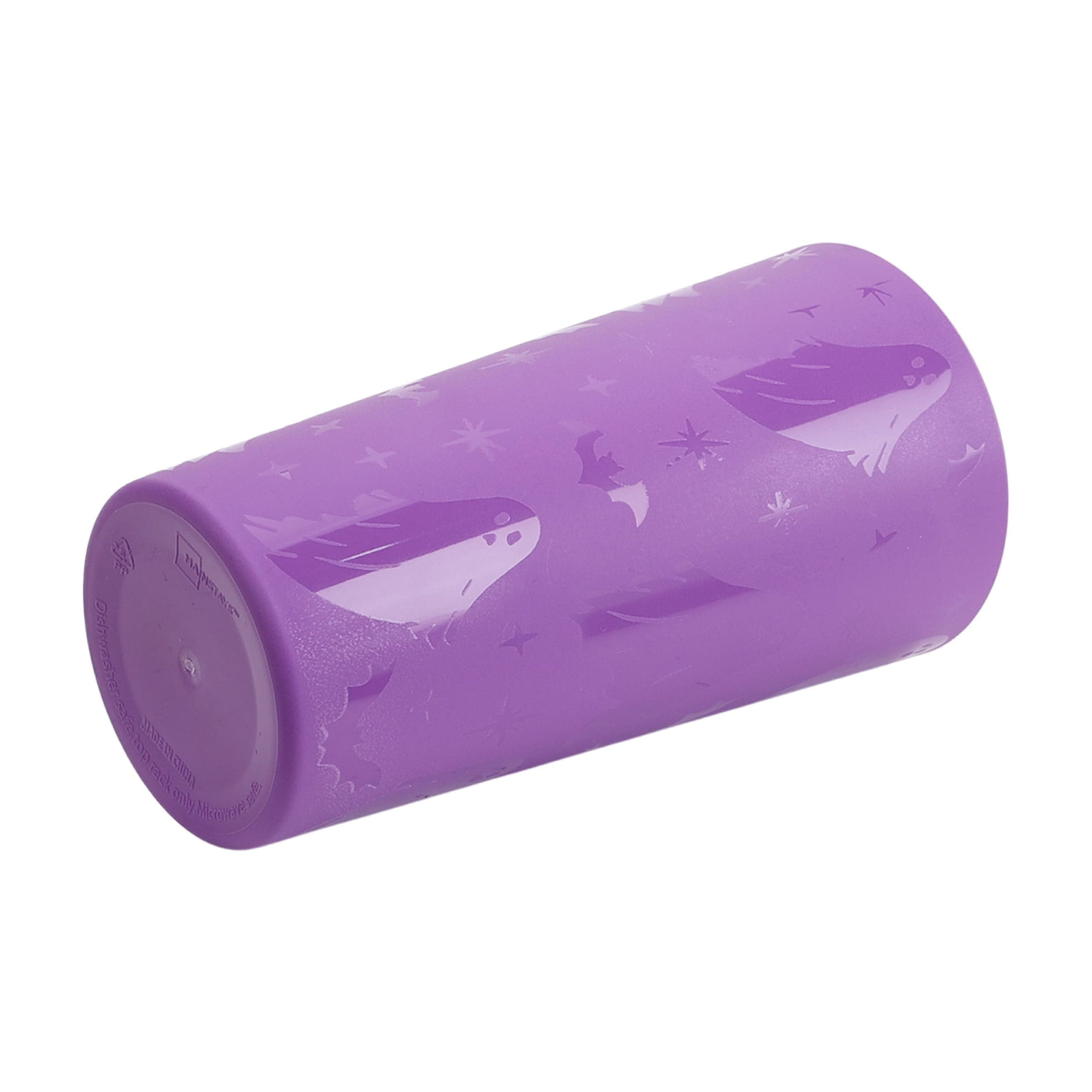 Mainstays 26 Ounce Round Plastic Etched Ghost Tumbler, Purple