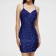 thumbnail image 2 of Gibobby Vestido sexy para mujer corto Vestido ajustado con tirantes y lentejuelas, elegante, de Color liso, ajustado, vestido de noche para discoteca(Azul,M), 2 of 5