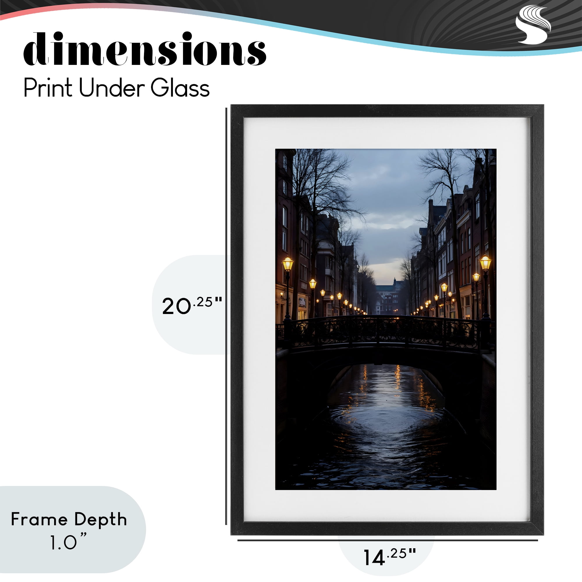 Stupell Industries Lantern Light over Quiet Canal Black Framed Print Under Glass, design by Creative Studio