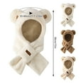 thumbnail image 3 of Hats Bear Trapper With Scarf Cute Warm Winter Plush Scarf Autumn And Winter Pullover Hooded Hat, 3 of 7