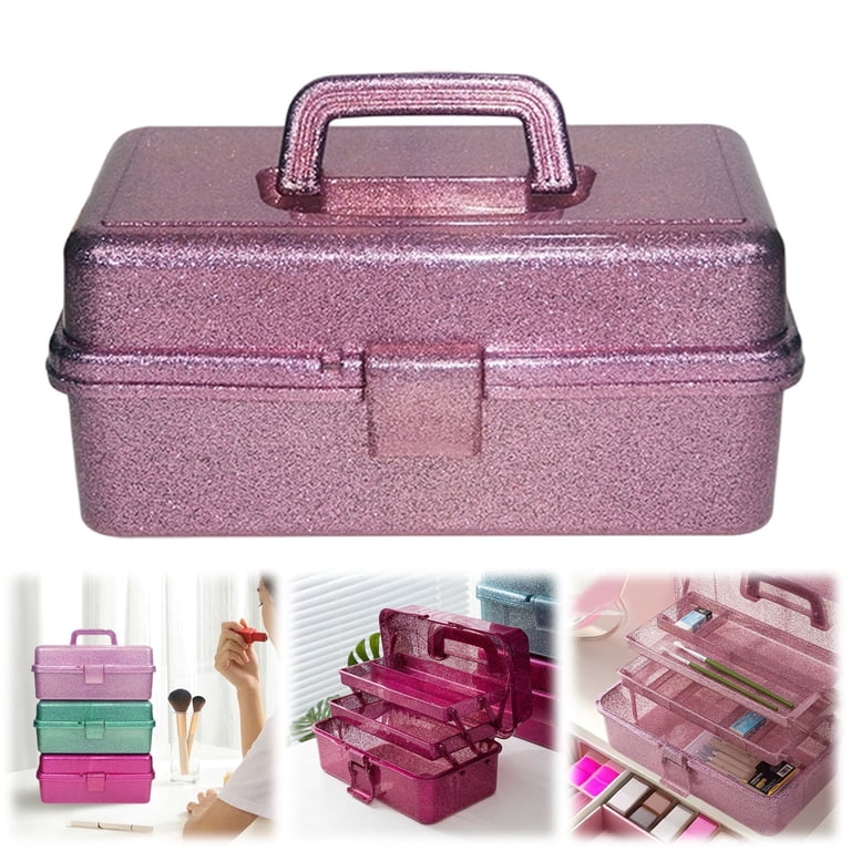 glitter tackle box OTDOGUO Pink Craft Storage Box, 3-Layer Stackable Carry Sewing Box Organizer 90 Piece kit including a tackle box Tackle Box Decorated | TikTok