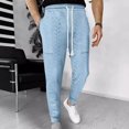 thumbnail image 1 of Mefallenssiah Full Length Pants Clearance Men Solid Color Pocket Zipper Elastic Waist Draw Rope Sweatpants Trousers, 1 of 6