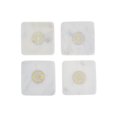 thumbnail image 2 of 4Pc White Marble Square Coaster W/ Snowflake Brass Inlay (4X4"), 2 of 4