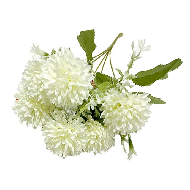 Artificial Floral Bouquet Verdsylv Artificial Chrysanthemum Bundle - 6-Head Fall Flower Arrangement for Dining Table Centerpieces & Autumn Window Box Decor, Fall Floral Centerpiece, White