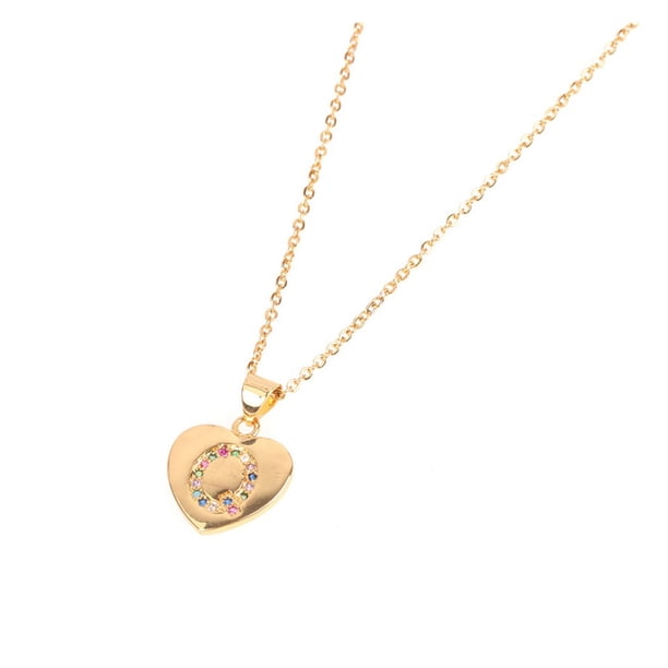 Collar para mujer, joyería para mujer, collar de acero inoxidable con letras en forma de corazón de melocotón, 26 letras, cadena para clavícula, blusa para mujer