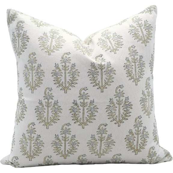 Fabdivine Artisan Duck Canvas Pillow Covers with Hand Block Print, 12X20, Neelgagan