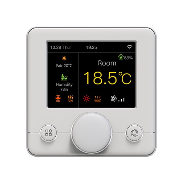 Termostato de bobina de ventilador WiFi inteligente 3A con pantalla LCD colorida RGB Termostato inte Meterk Blanco