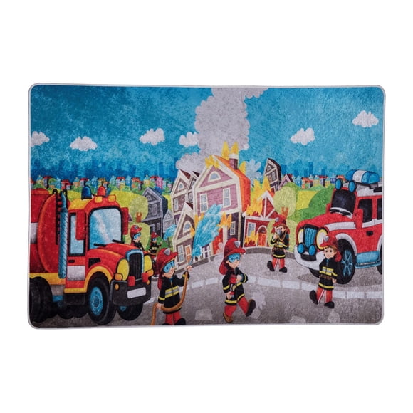 Tapis de pompier, bleu/rouge/gris