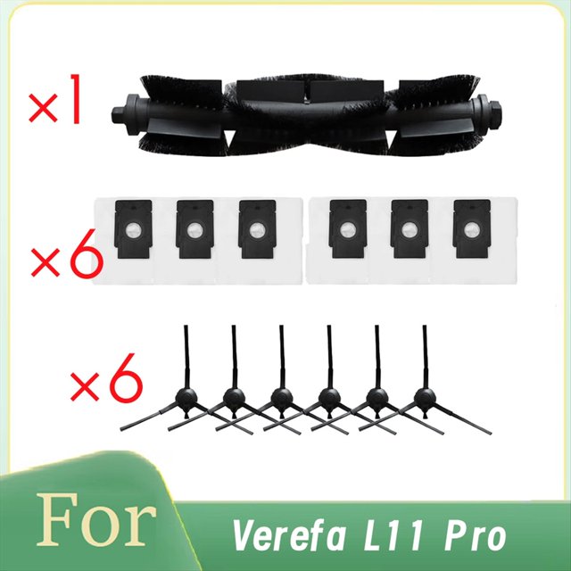 13 Bolsas para Aspiradora Robot Autovaciable Verefa L11 Pro, Cepillos Laterales Principales y Bolsas para Polvo, Accesorios Esenciales para Aspiradoras.